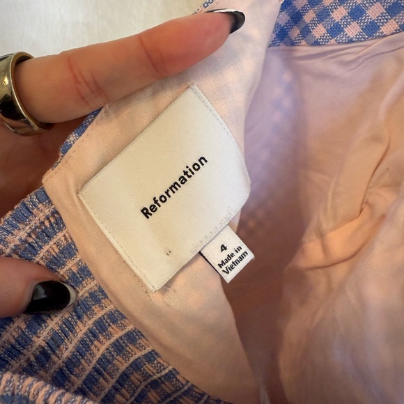 Reformation Malika Linen Top stellar check - Picture 5 of 8